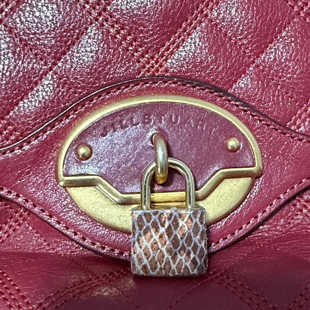 Authentic Jill Stuart Elegant Red Quilted Handbag with Lock and Key - Picture 8 of 13